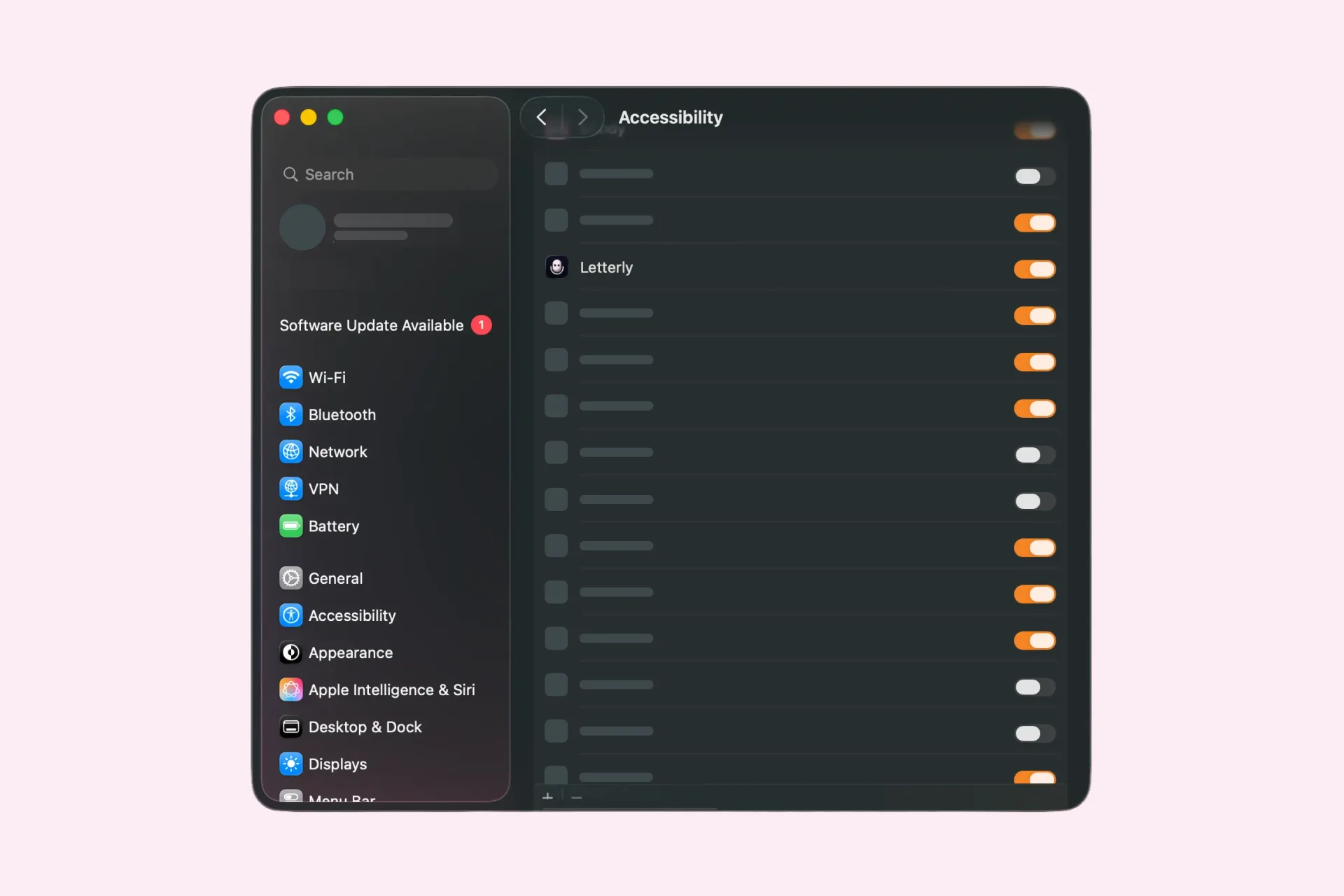 Enable Letterly under Accessibility