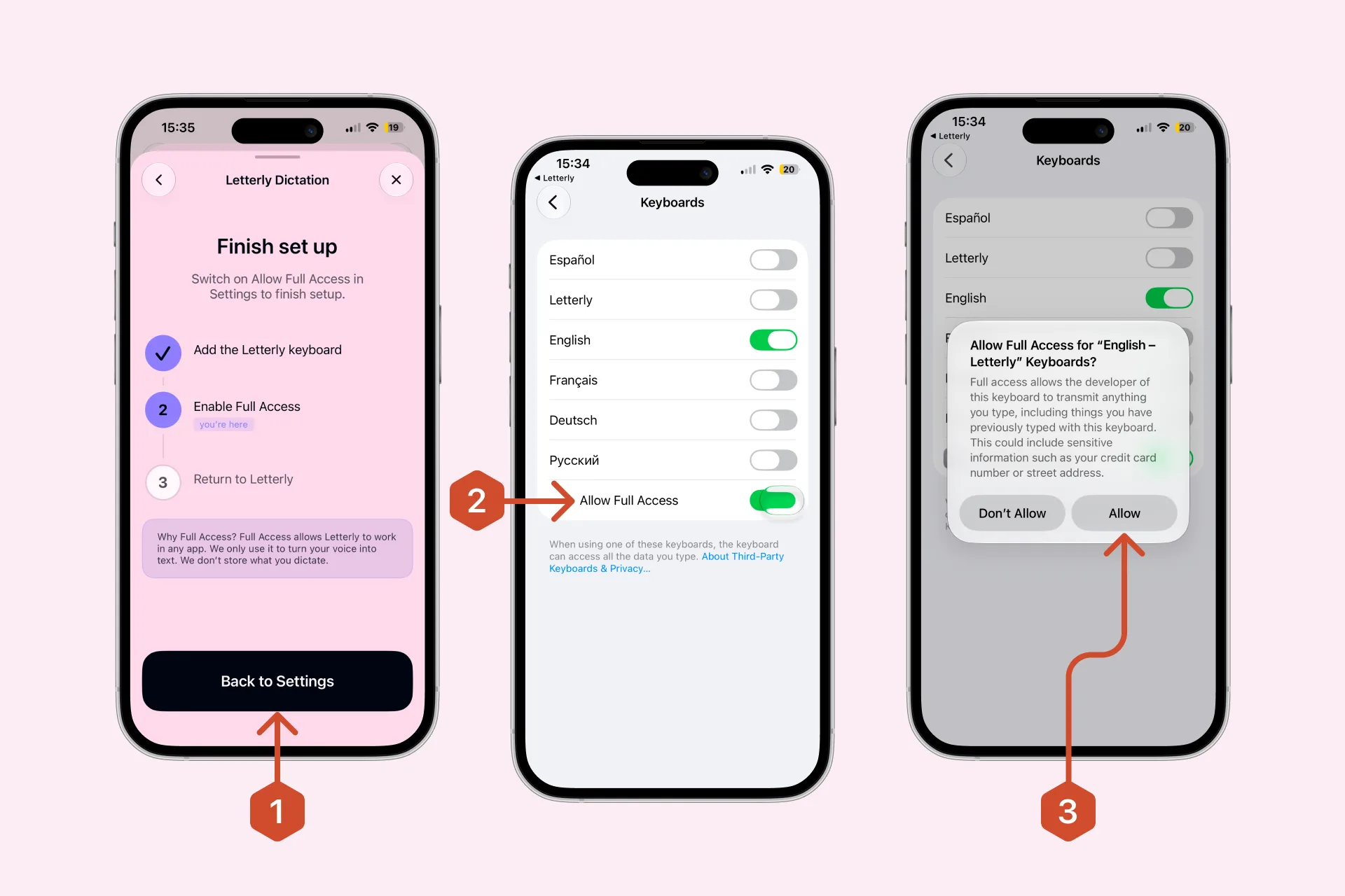 Enable Full Access for the Letterly Keyboard