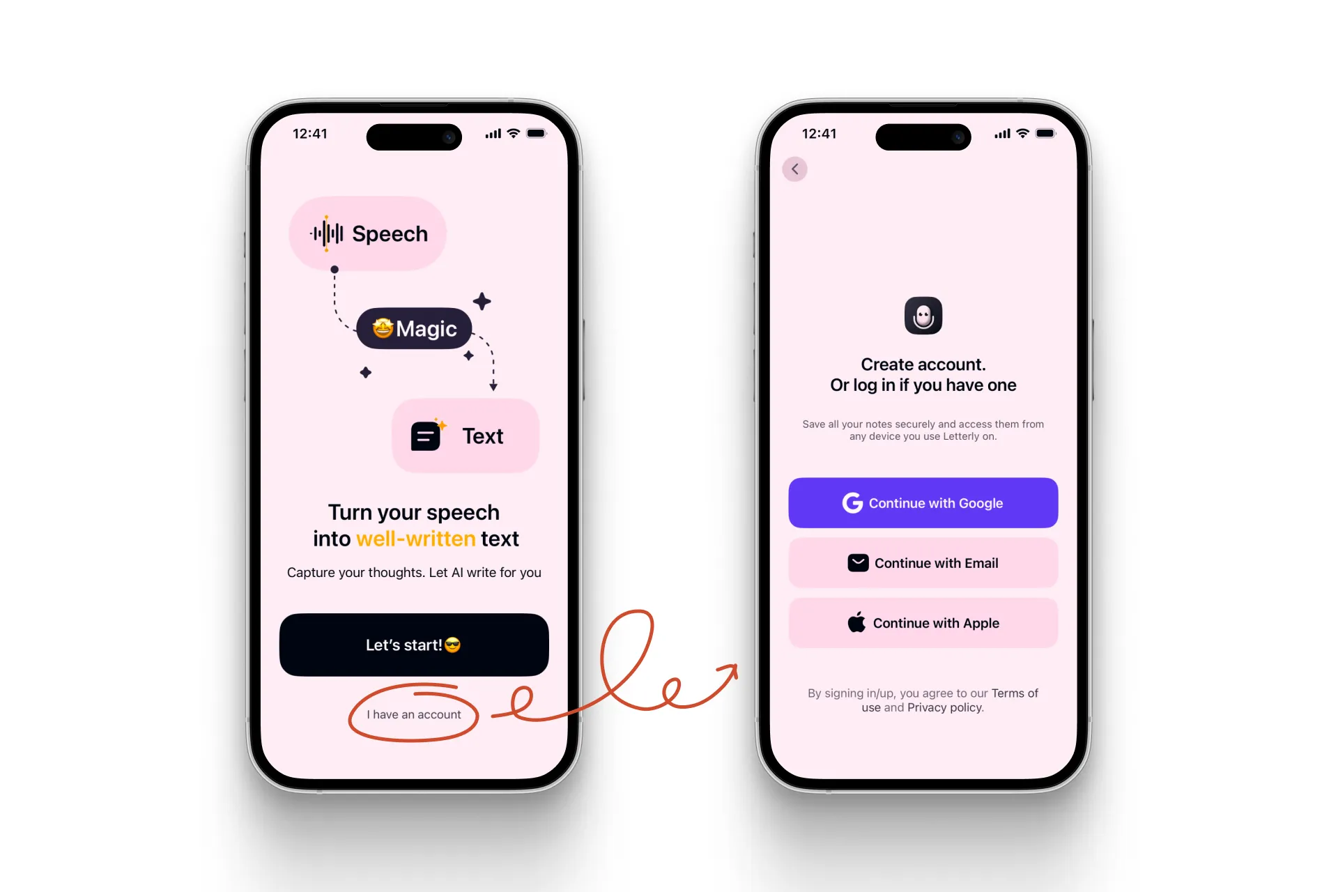 Login screens