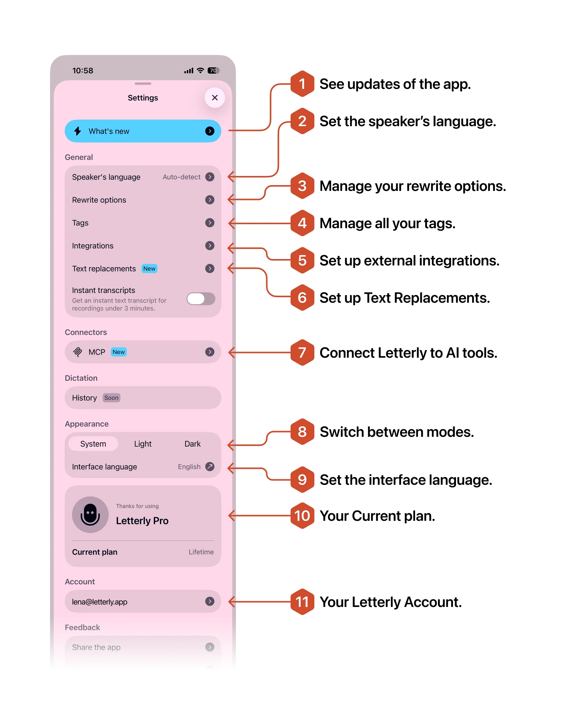 Settings screen